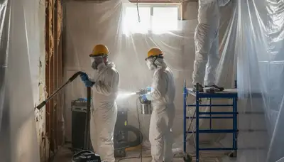 Mold removal technician inspecting water damage in Fremont, CA home