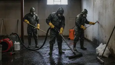 Fremont, CA sewage cleanup team removing water damage from a home after pipe backup