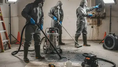 Sewer backup cleanup crew restoring a Fremont, CA home after wastewater damage and sanitation work
