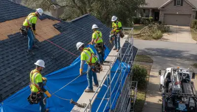Storm damage restoration team drying water-damaged home in Fremont, CA