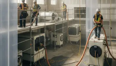 Structural drying equipment for Fremont, CA water damage restoration in a home indoors