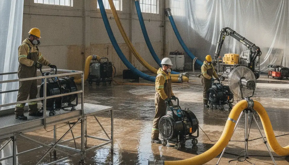 Structural drying equipment in a Fremont, CA home for water damage restoration