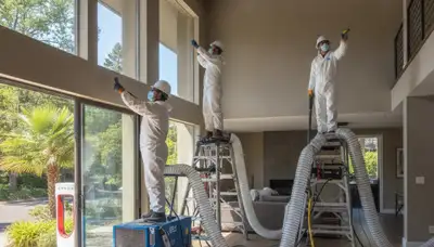 Water damage restoration team in Fremont, CA performing emergency cleanup and drying service