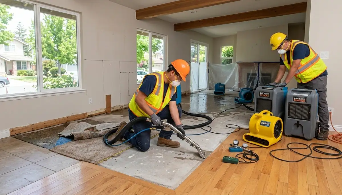 Water damage restoration team in Fremont, CA providing emergency cleanup and repair services