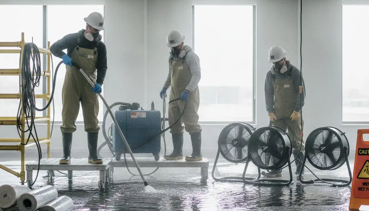 Water damage restoration team serving Fremont, CA homes after flooding and pipe leaks