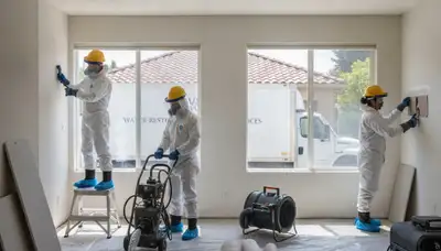 Water damage restoration team in Fremont, CA providing emergency cleanup and drying services
